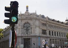 Fachada del edificio del Banco de España en Madrid.