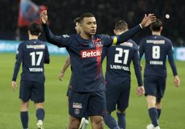 Kylian Mbappé celebra un gol.