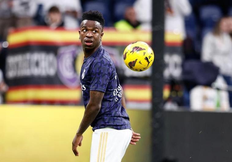 Vinicius, antes de un partido de Liga.