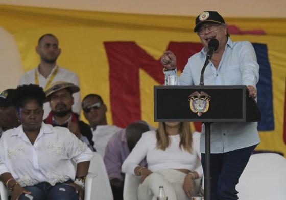 El presidente colombiano, Gustavo Petro, durante su discurso en Cali.