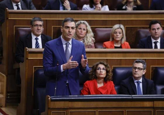 El presidente del Gobierno, Pedro Sánchez, en la sesión de control del Congreso.