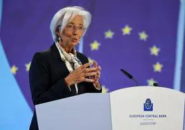 La presidenta del BCE, Christine Lagarde, este miércoles en Fráncfort (Alemania).