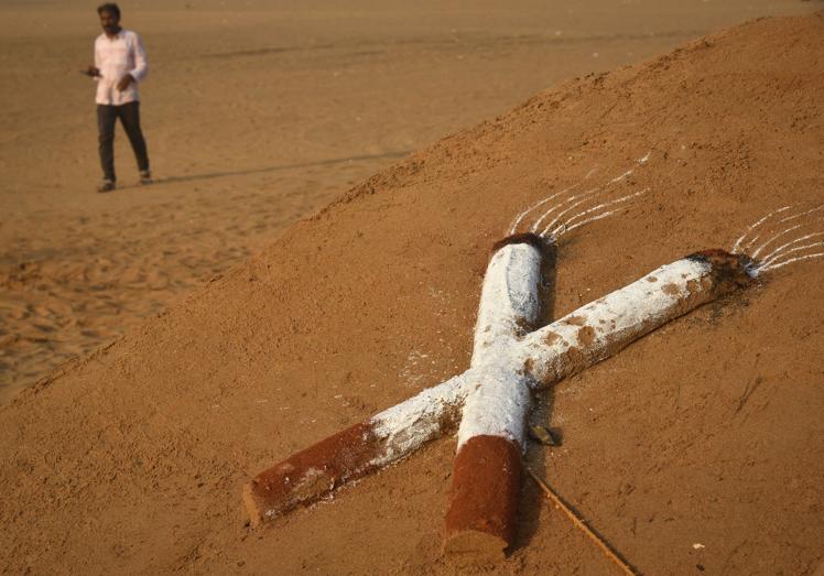 Obra para conmemorar el Día Mundial contra el Tabaquismo, en Chennai.