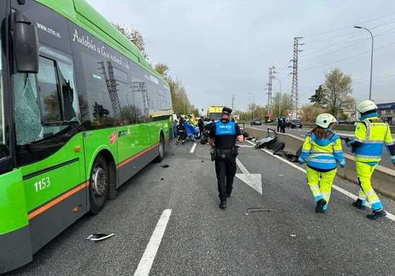 Imagen del lugar del accidente mortal en Leganés