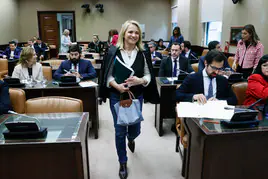 Elena Sánchez, en una comparecencia parlamentaria, cuando era presidenta interina de RTVE, cargo del que la cesaron el 26 de marzo.
