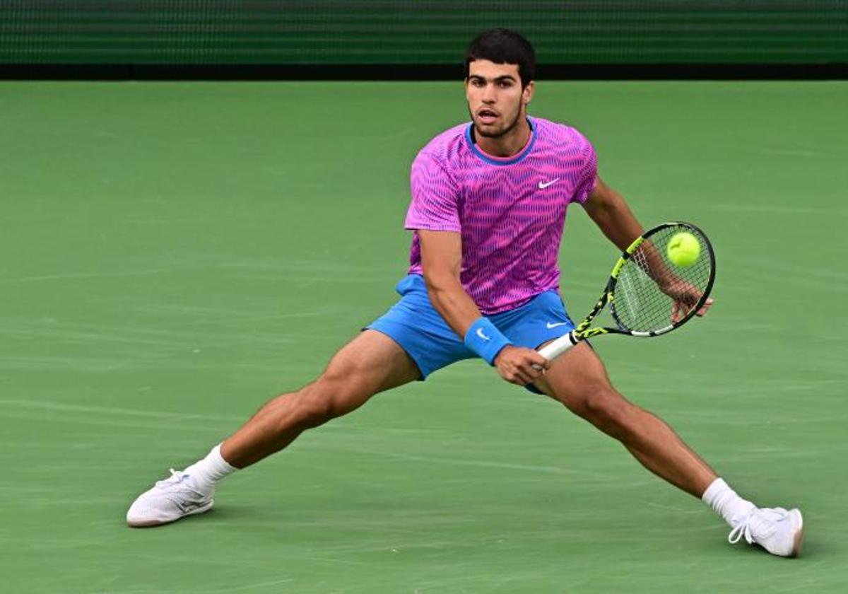 Carlos Alcaraz, durante un partido en Indian Wells.