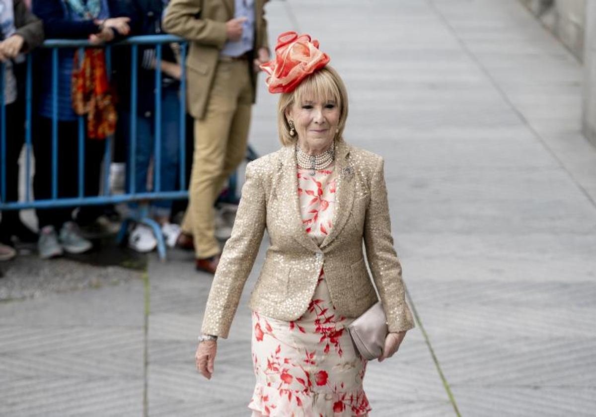 Esperanza Aguirre, a su llegada a la boda de José Luis Martínez Almeida.