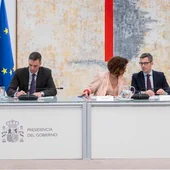 Pedro Sánchez presidió ayer el pleno del Observatorio Estatal de Violencia sobre la Mujer.