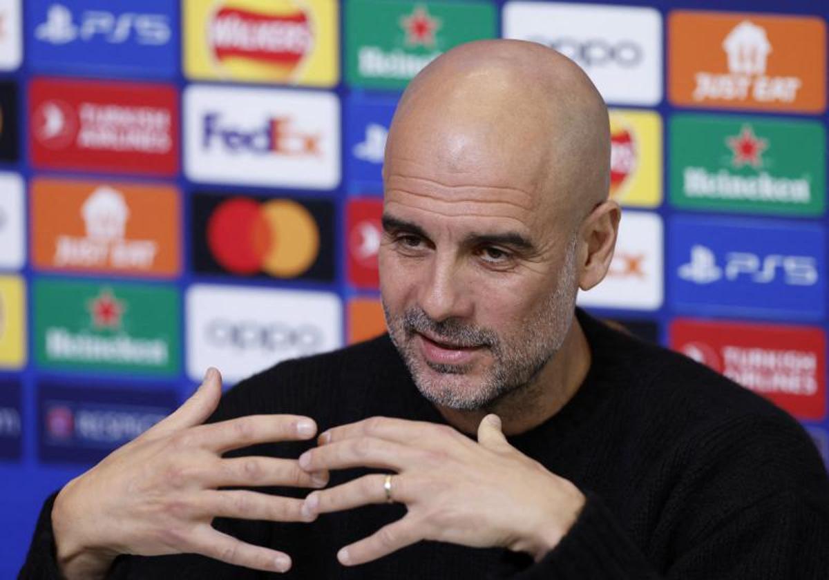 Pep Guardiola, durante la rueda de prensa.