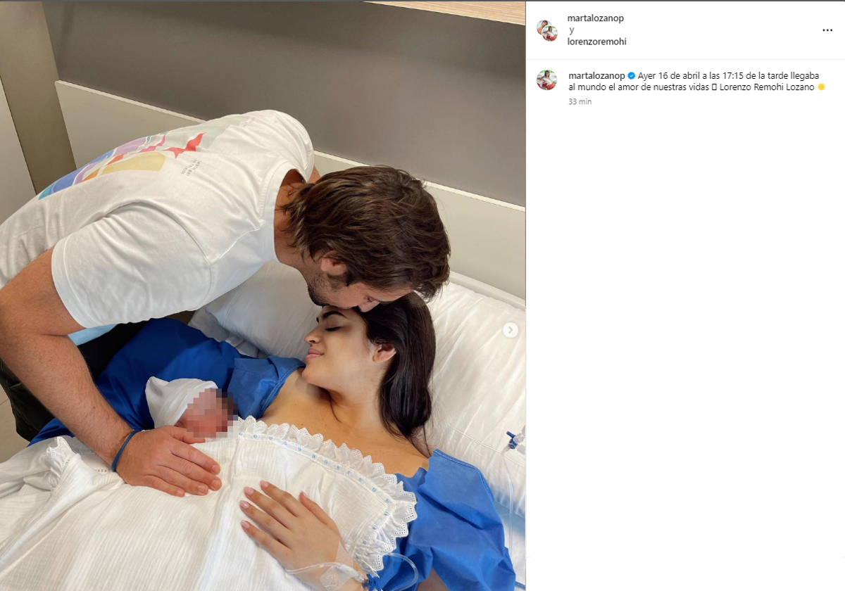 La 'influencer' Marta Lozano y Lorenzo Remohi dan la bienvenida a su primer hijo