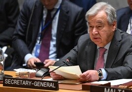 António Guterres, secretario general de la ONU, interviene en el Consejo de Seguridad.
