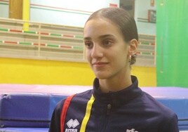 María Herranz, durante un entrenamiento con la selección española.
