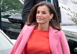 La reina Letizia derrocha estilo y glamour en Holanda con un nuevo look de primavera que combina rosa y naranja