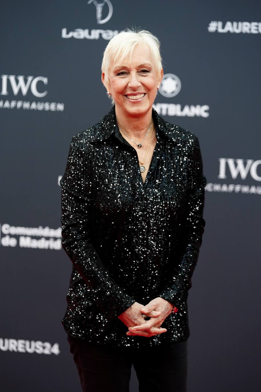 La extenista Martina Navratilova posa durante la alfombra roja de la 25ª edición de los Premios Laureus 2024, en la Galería de Cristal.