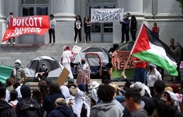 Manifestantes propalestinos, en la Universidad de Columbia, en Nueva York.