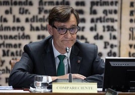 El ex ministro de Sanidad, Salvador Illa, durante su comparecencia en el Senado este miércoles.