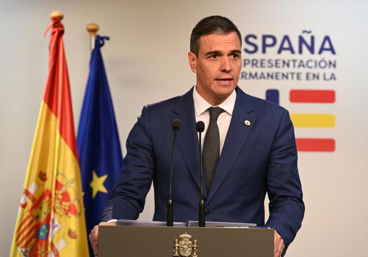 Pedro Sánchez, presidente del Gobierno, en una rueda de prensa