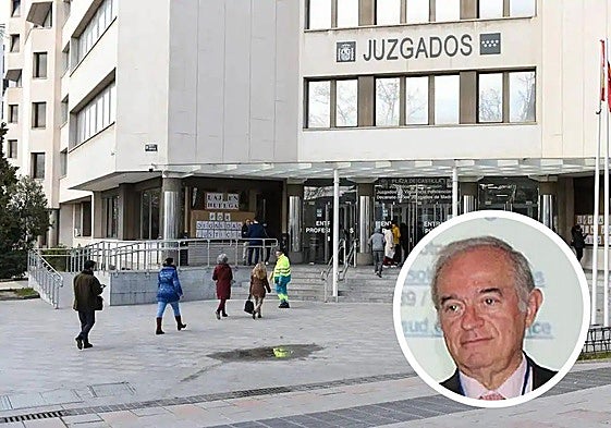 Entrada principal de los Juzgados de plaza de Castilla de Madrid y el juez Juan Carlos Peinado.