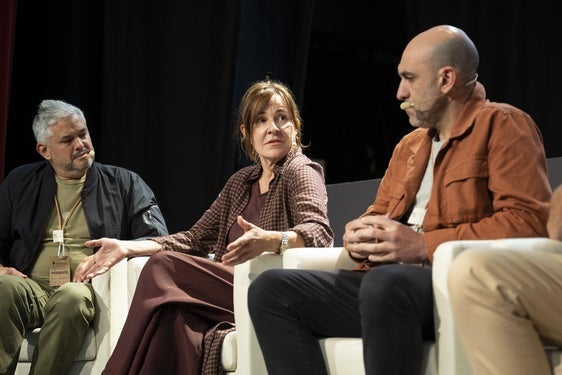 Los cocineros Nandu Jubany, María Solivellas y Luis Alberto Lera durante una de las charlas del congreso.