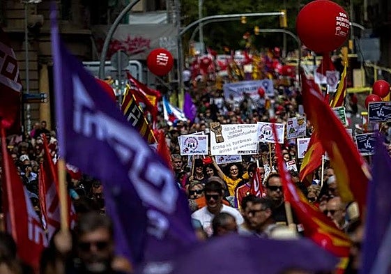 Manifestación del Primero de Mayo de 2023 en Cataluña.