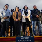 Alianza Catalana durante un acto de campaña en Ripoll (Girona).