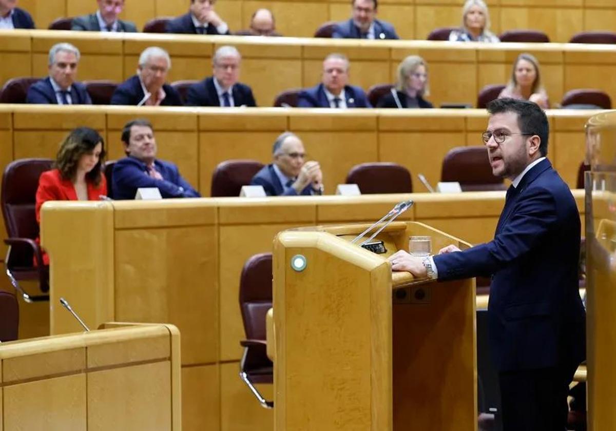 Pere Aragonés, durante el debate de la ley de amnistía en el Senado.