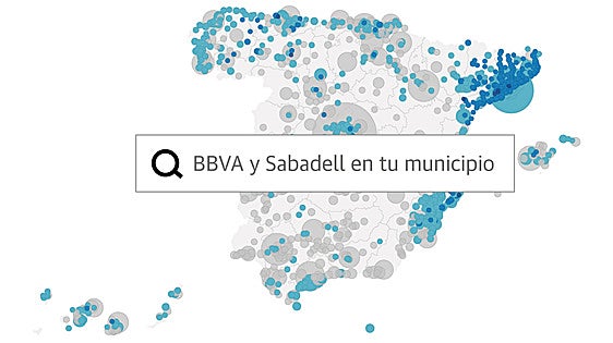 BBVA y Sabadell: el mapa de las oficinas afectadas por la fusión