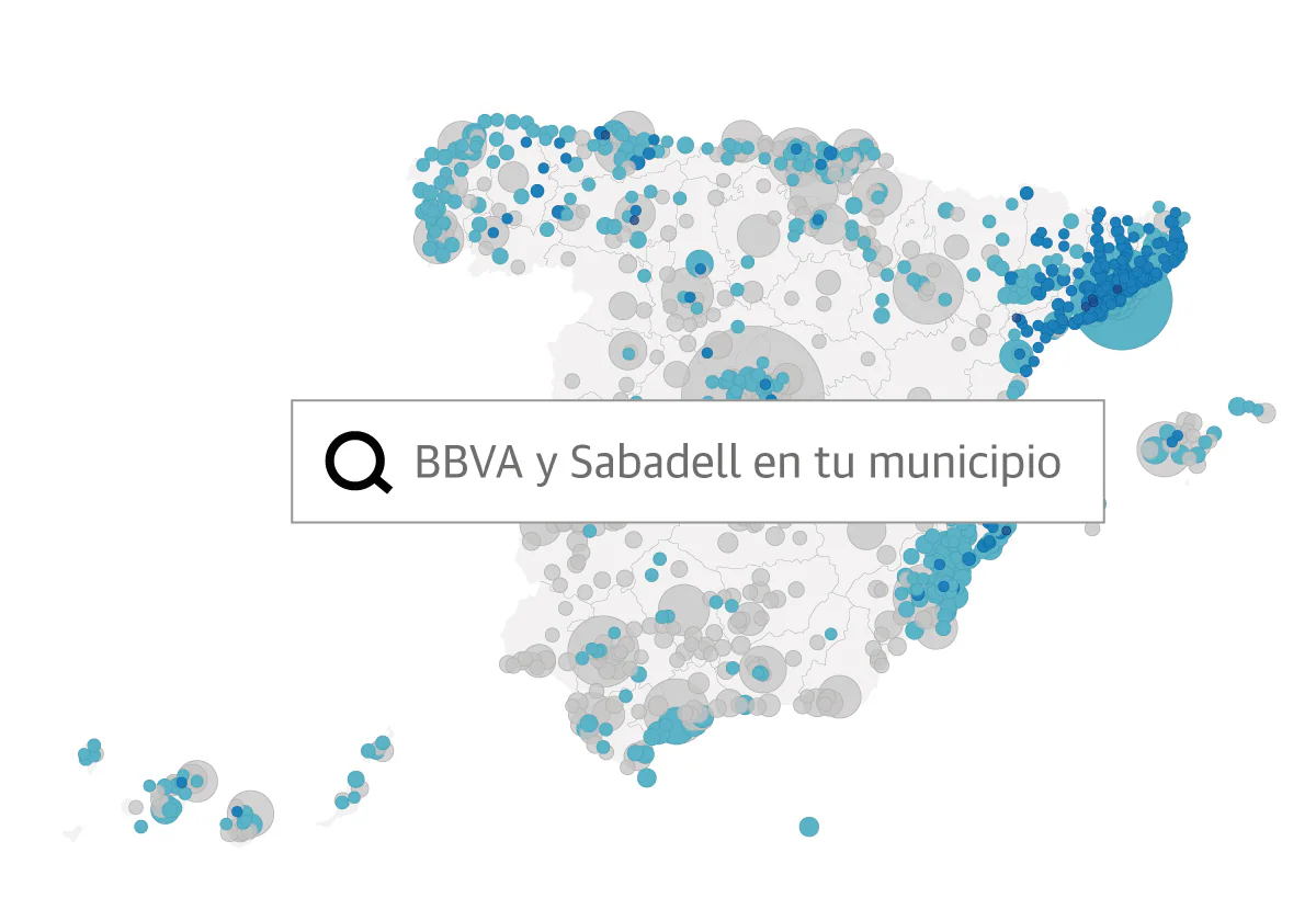 BBVA y Sabadell: el mapa de las oficinas afectadas por la fusión