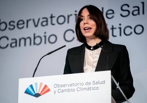 La ministra de Ciencia, Diana Morant, interviene en un acto sobre cambio climático.