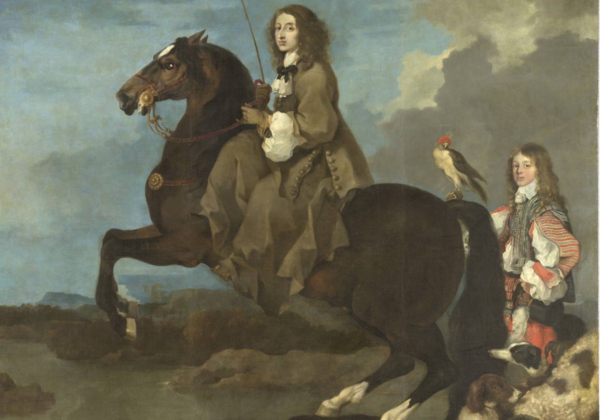 'Cristina de Suecia a caballo'. Óleo sobre lienzo sobre lienzo de Sebastién Bourdon .