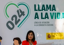 Carolina Darias, entonces ministra de Sanidad, el día de la puesta en marcha del 024.