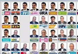 Boleta oficial para los comicios presidenciales en Venezuela.