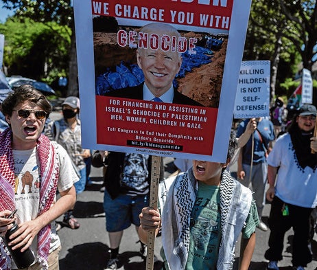 Protesta en Estados Unidos contra la política de Biden en favor de Israel.