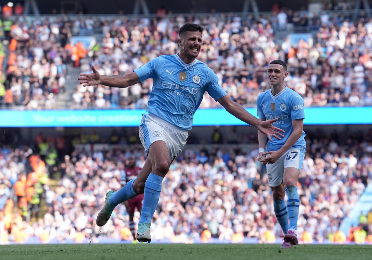 Rodri Hernández celebra su gol ante el West Ham.