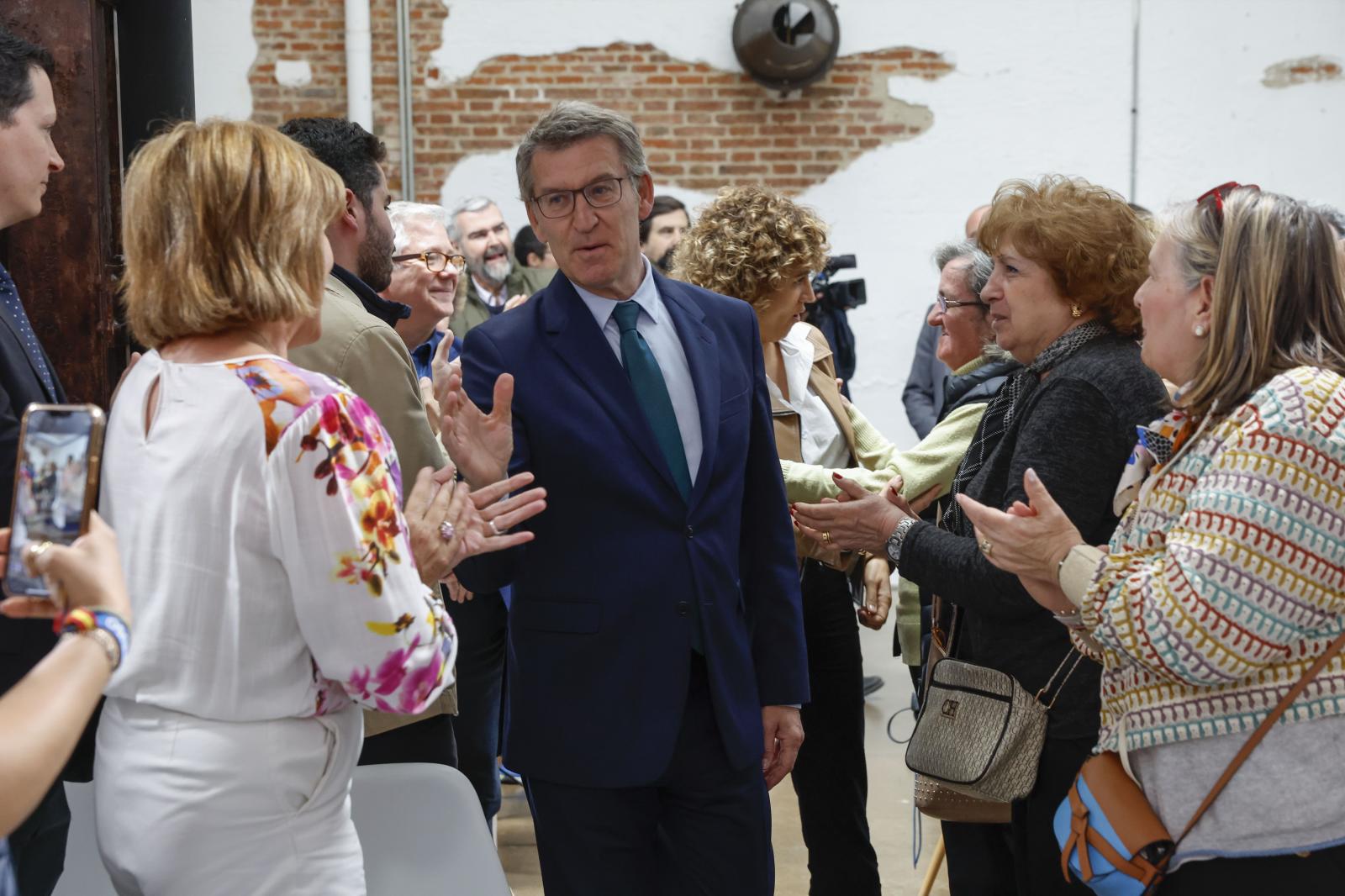 Alberto Núñez Feijóo, presidente del PP, en un acto de cara al 9-J, este lunes