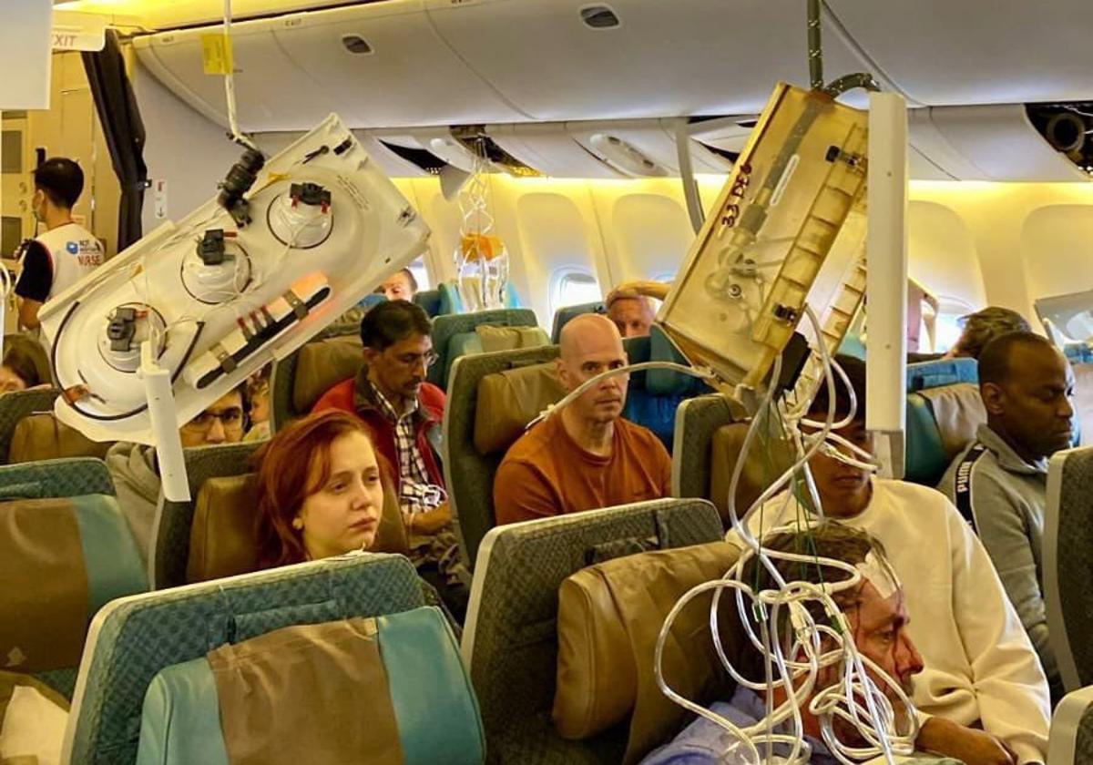 Imagen del interior del avión de Singapore Airlines.