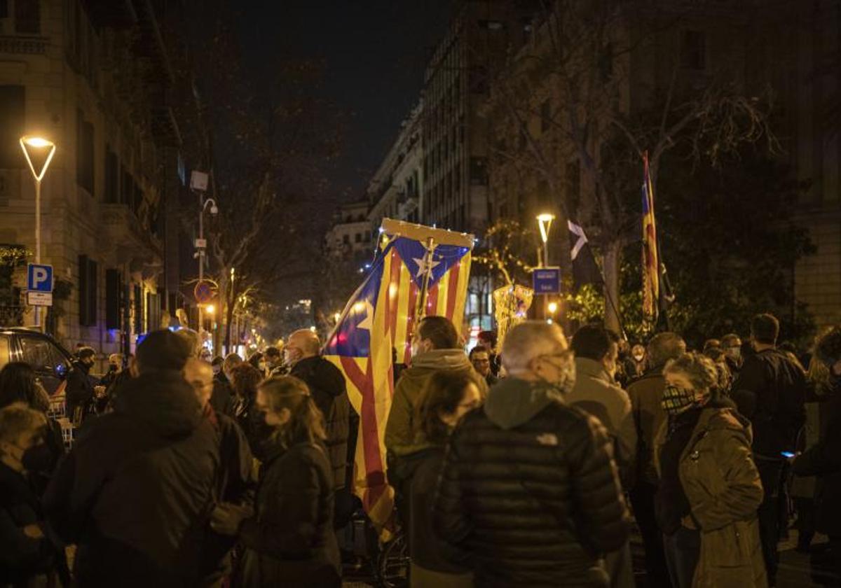 Asamblea Nacional Catalana en una protesta en Barcelona