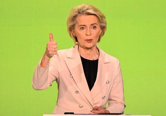 Ursula Von Der Leyen, candidata a presidir de nuevo la Eurocamara, pariticipa en el debate de candidatos previo a la cita electoral del próximo 9 de junio.