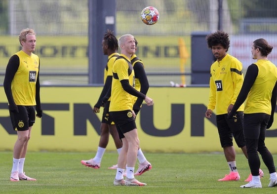 Los jugadores del Borussia Dortmund, preparando la final de la Champions.