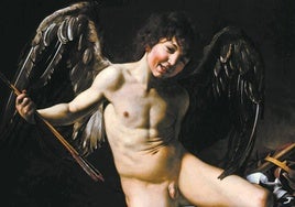 Detalle de 'Triunfo del amor'. Caravaggio (1602) Gemäldegalerie de Berlín.