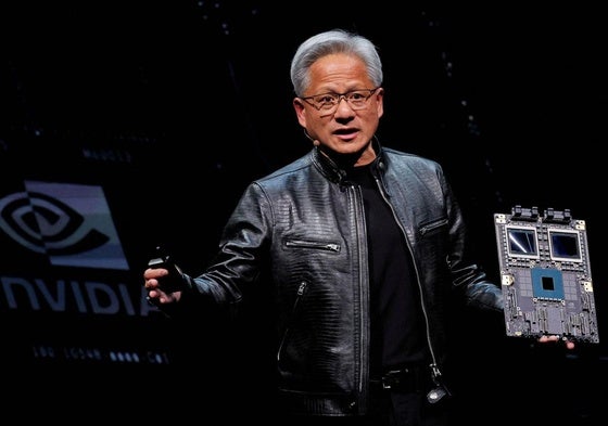 El consejero delegado de Nvidia, Jensen Huang, en una reciente presentación de novedades de la compañía.