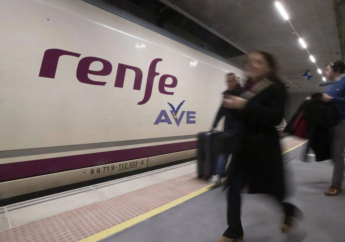 Una pasajera, de camino a coger un tren AVE.