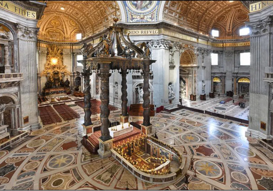 El baldaquino de Bernini, en la basílica de San Pedro en el Vaticano