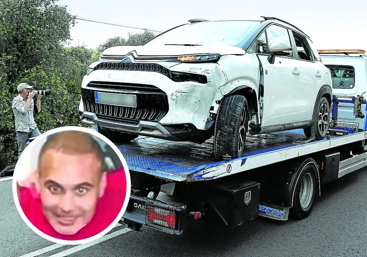 Imagen del coche en el que viajaba Villacís.