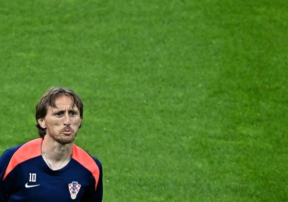 Luka Modric, en un entrenamiento con la selección croata.