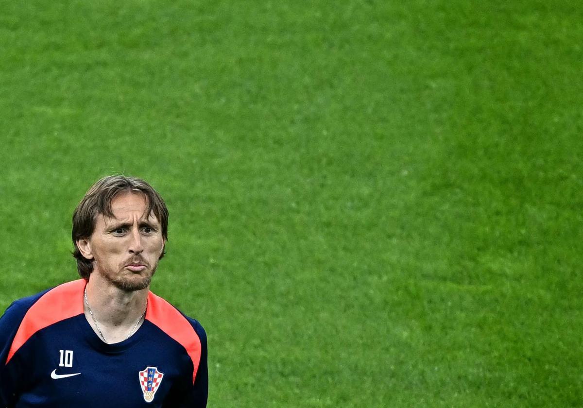 Luka Modric, en un entrenamiento con la selección croata.