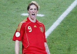 Fernando Torres celebra el gol que le dio a España el título en la Eurocopa de 2008.