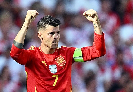 Morata celebra su gol.