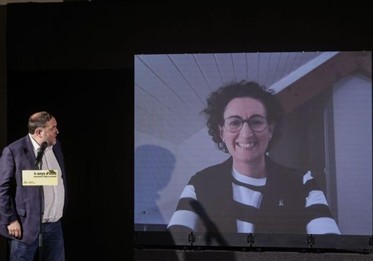 Junqueras y Rovira durante un acto de Esquerra.