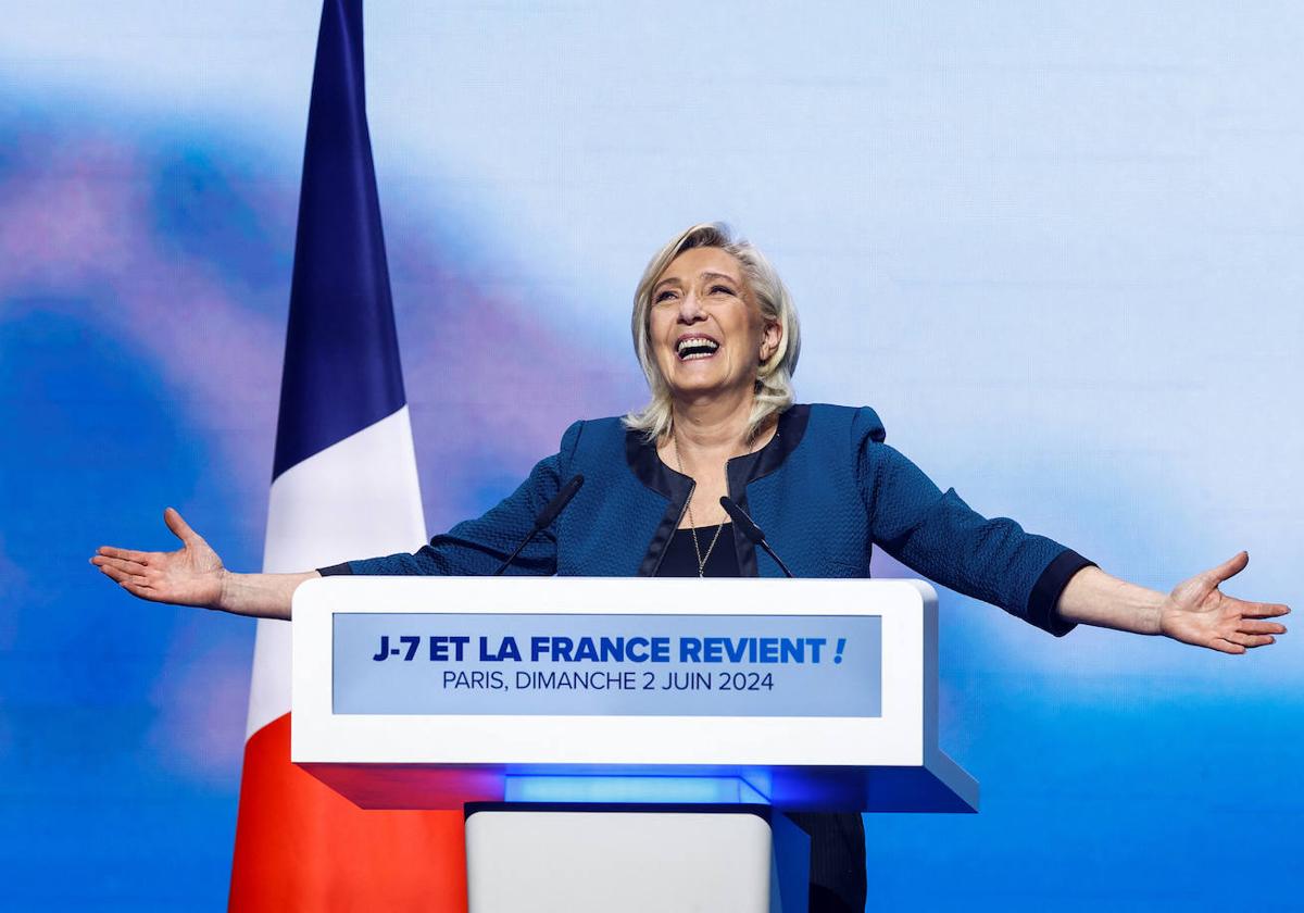 La líder ultraderechista francesa, Marine Le Pen, durante la campaña de su partido para las elecciones europeas.